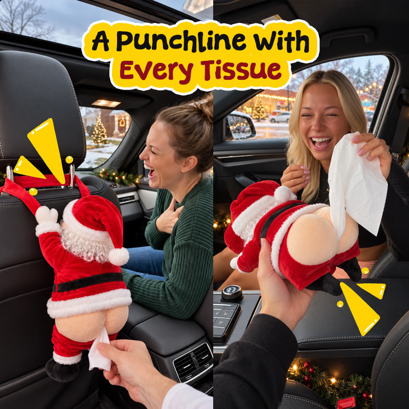 Lustige Taschentuchbox-Hülle mit Weihnachtsmann-Po-Motiv